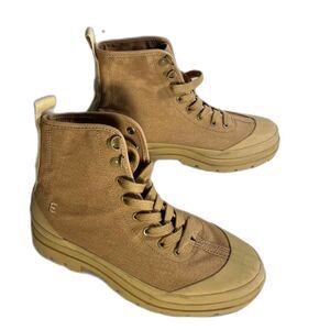 New Everlane Canvas Utility Lace-up Boots Khaki SZ 7